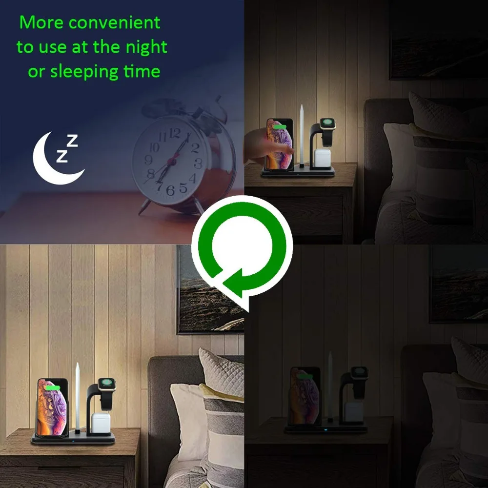 

DCAE Qi Wireless Charger 10W Fast Charging Stand for IPhone 11 8 XS X XR Apple Watch 5 4 3 2 1 Airpods Holder For Samsung S10 S9