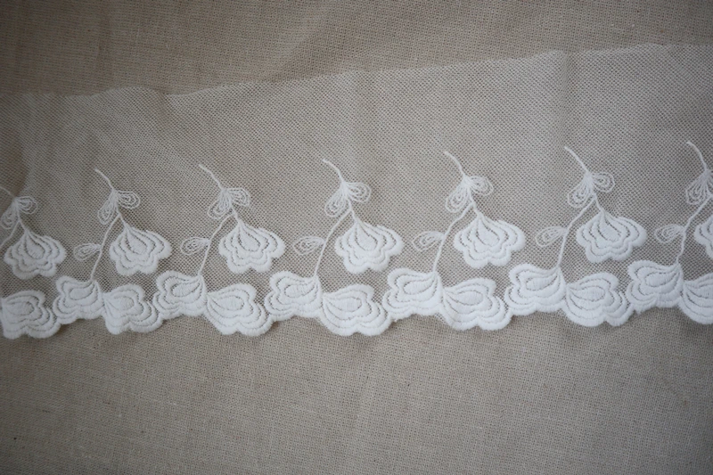 2 ярда белые цветочные кружевные ткани двора хлопковые Цветочные с вышивкой | Дом