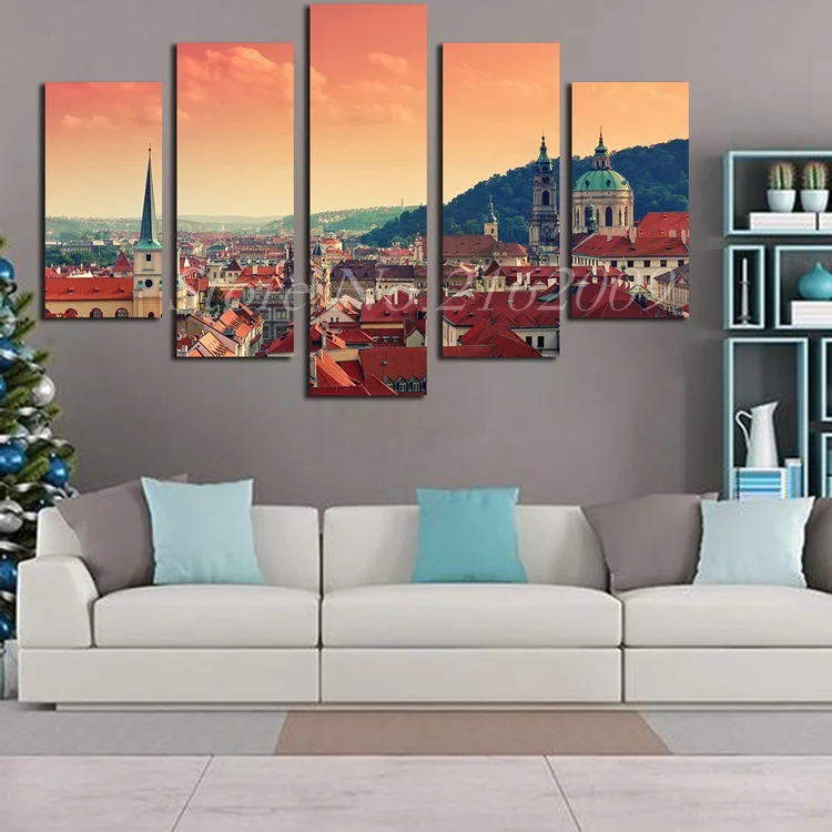 Без рамки красота город пейзаж вид домашнее искусство картина Ночной плакаты