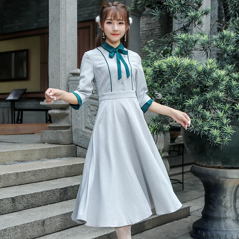 2017 осеннее женское платье винтажное ретро с рукавом три четверти туника Vestidos |