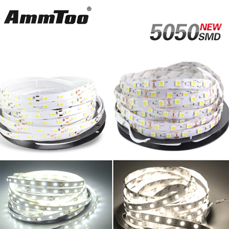 5630 5050 SMD Светодиодная лента теплый белый/белый 12В неводонепроницаемый 5 м 60Led/м Fita
