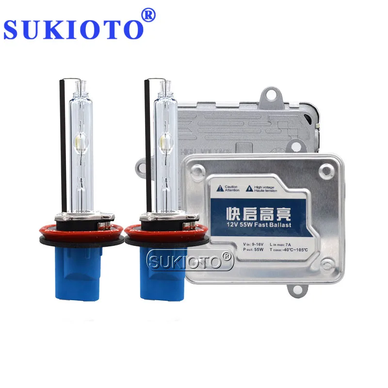 Ксеноновые HID фары SUKIOTO 55 Вт комплект Быстрый старт тонкий Балласт 5500K лампа H7 H1 H3