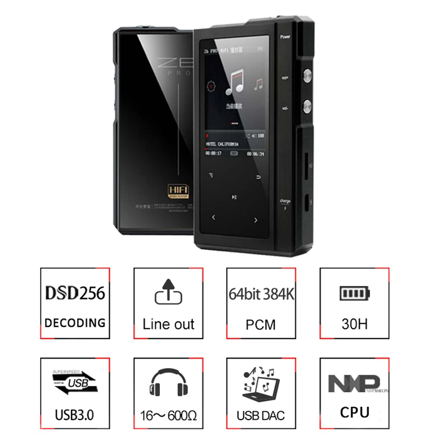 Moonlight Z6 PRO Hi fi MP3-плеер Hi-res без потерь Музыкальный плеер DSD DAC Hifi плеер сенсорный экран портативный Flac плеер Mp3