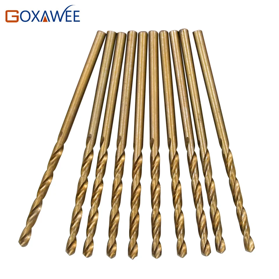 

GOXAWEE 10pcs HSS Cobalt Twist Drill Bit Set HSS M35 Co Drill Bit 1mm 1.5mm 2mm 2.5mm 3mm used for Steel Stainless Steel