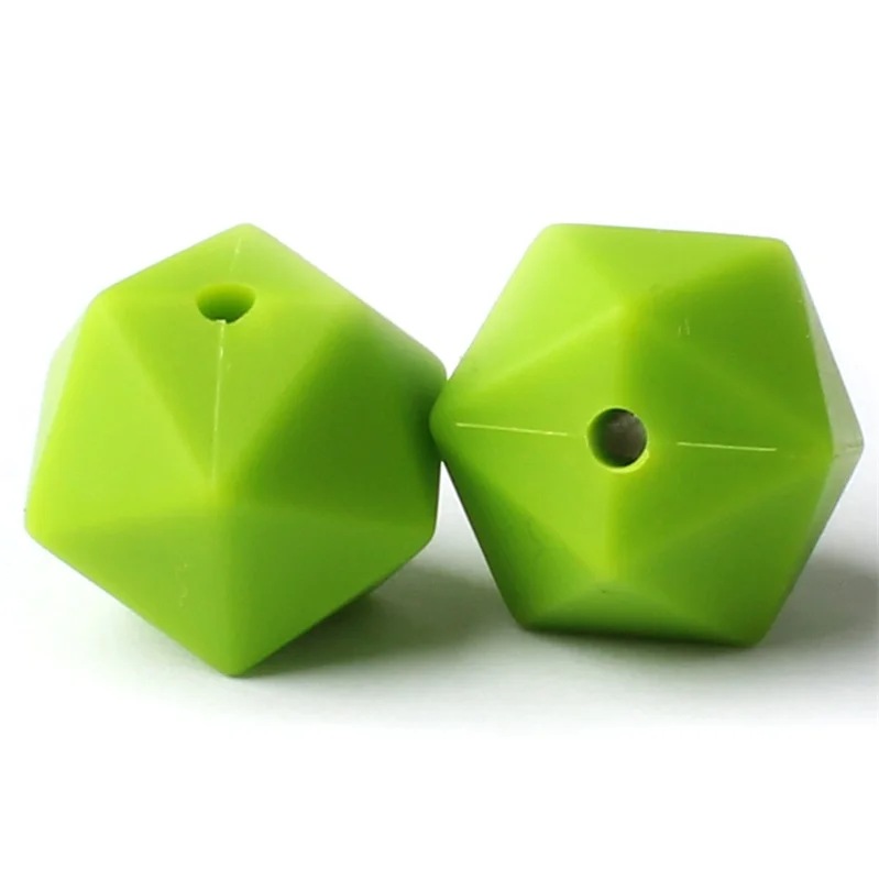 08 10 шт. 14 мм Icosahedron Силиконовые Бусины Пищевой класс Детские Прорезыватели для зубов BPA бесплатные Детские трофеи для цепочка для детской соски изготовление - Цвет: 08