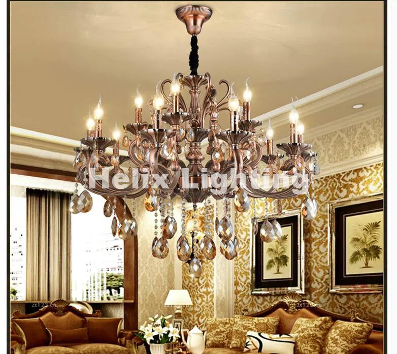 

Free Shipping Luxury Crystal Chandelier Zinc Alloy Chandelier Classic Crystal Lustre Hanging Lamp for Foyer Cristal Candle Bulbs