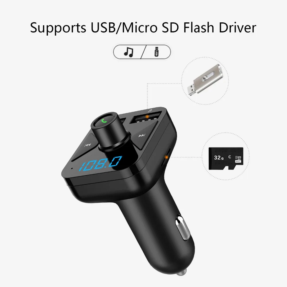 Беспроводное Автомобильное зарядное устройство Bt16 с Bluetooth и USB mp3-плеер