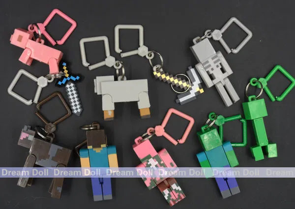 10pcs/lot 2015 juguetes minecraft toys PVC action figure set keychain best kids toys for boys brinquedos