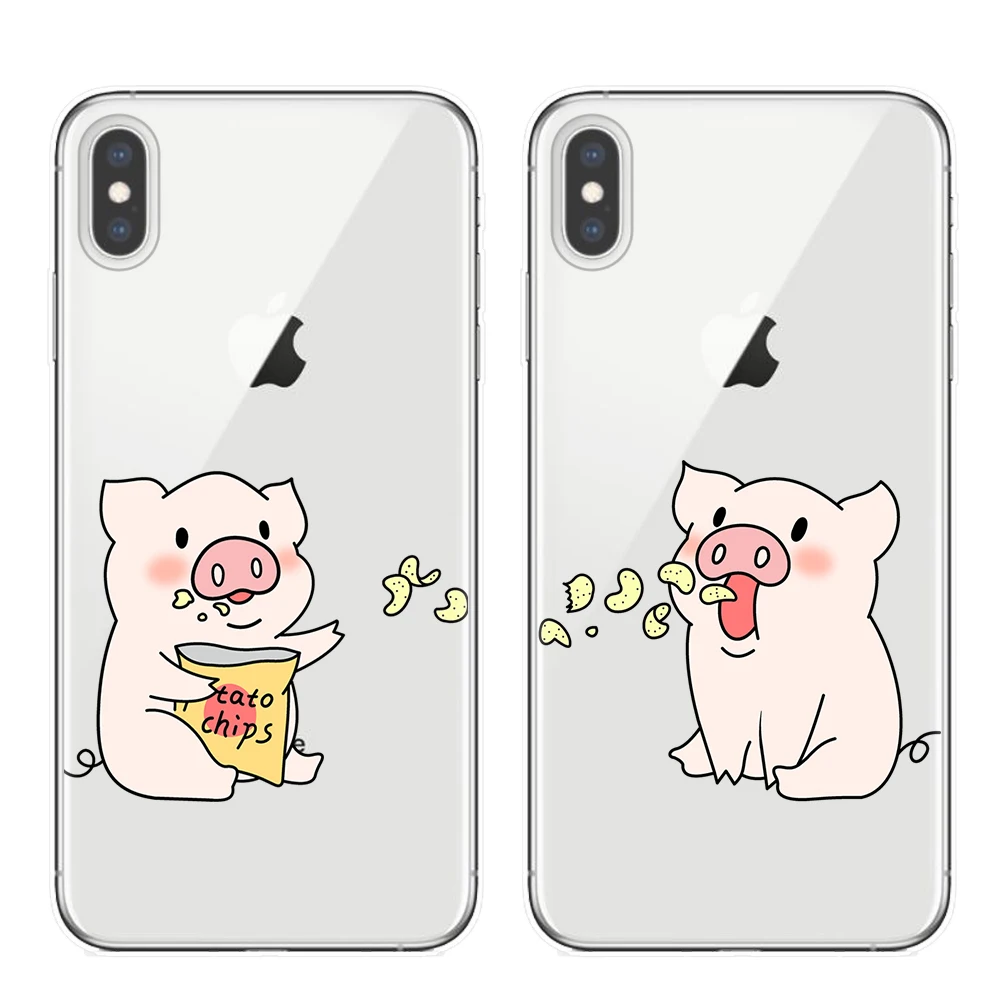 Милый чехол для телефона с рисунком поросенка iphone 6 s 8 7 plus XS Max X XR мягкий модные
