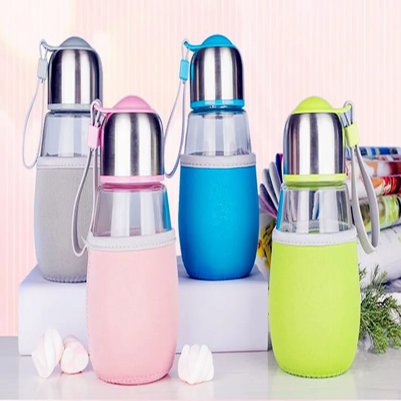 

2017 portable anti-hot travel mug food grade tea infuser bottle students glass tea infuser travel mug