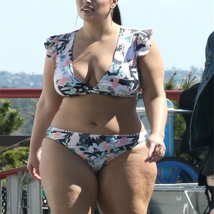 Женский купальник бикини с принтом большие размеры европейский и американский