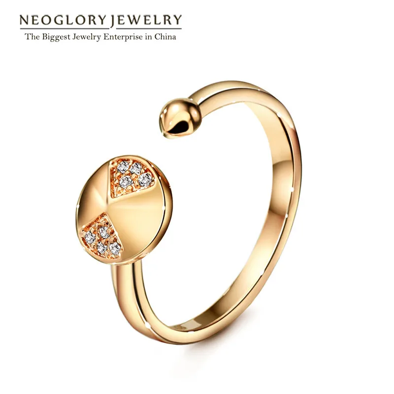 Neoglory Cubic Zirconia Rose Gold Color Charm Punk Rings for Women Fashion Jewelry 2020 New Party Simp-j Aneis RI2