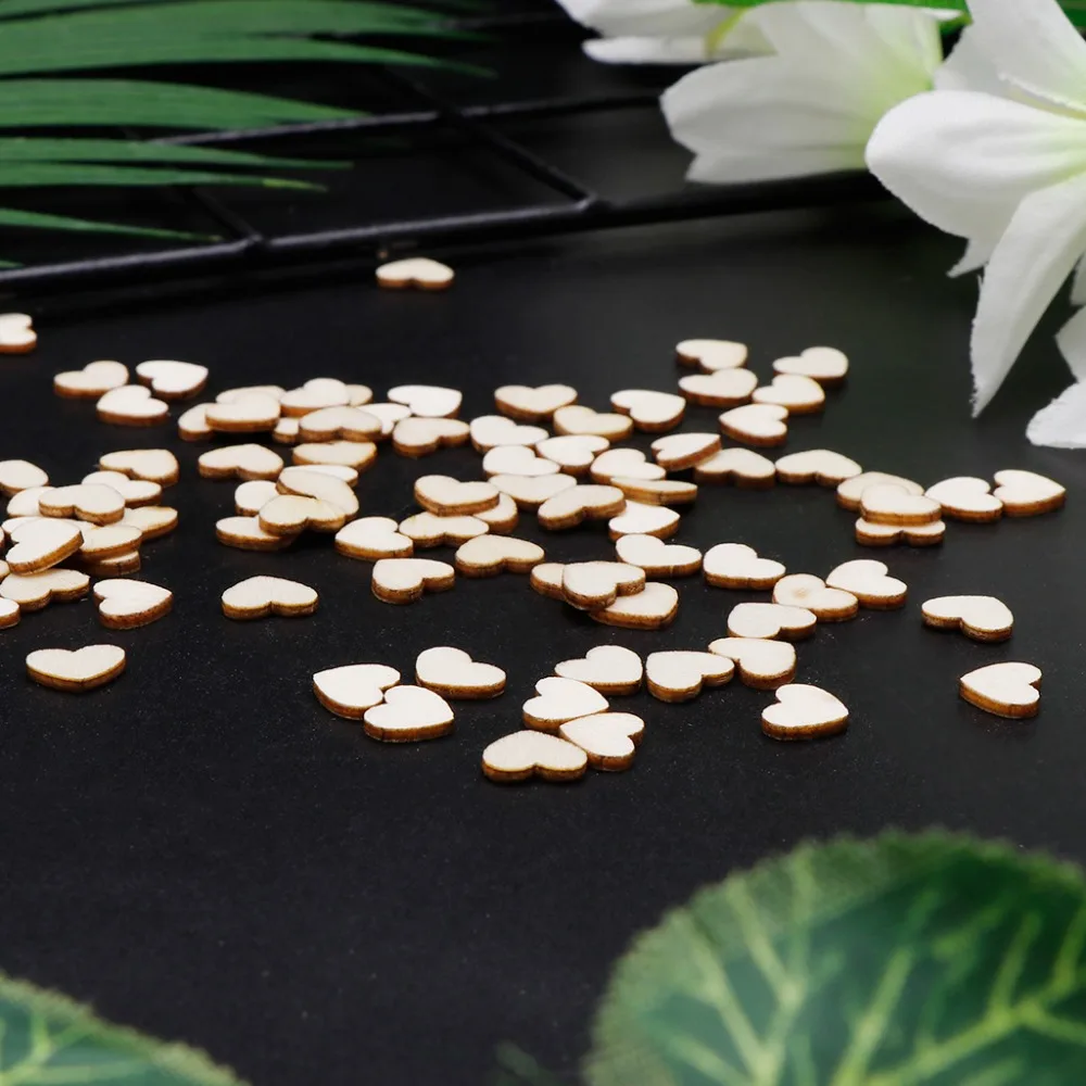 100pcs Rustic Wooden Wood Love Heart Wedding Supplies Table Scatter Decoration DIY Crafts | Дом и сад