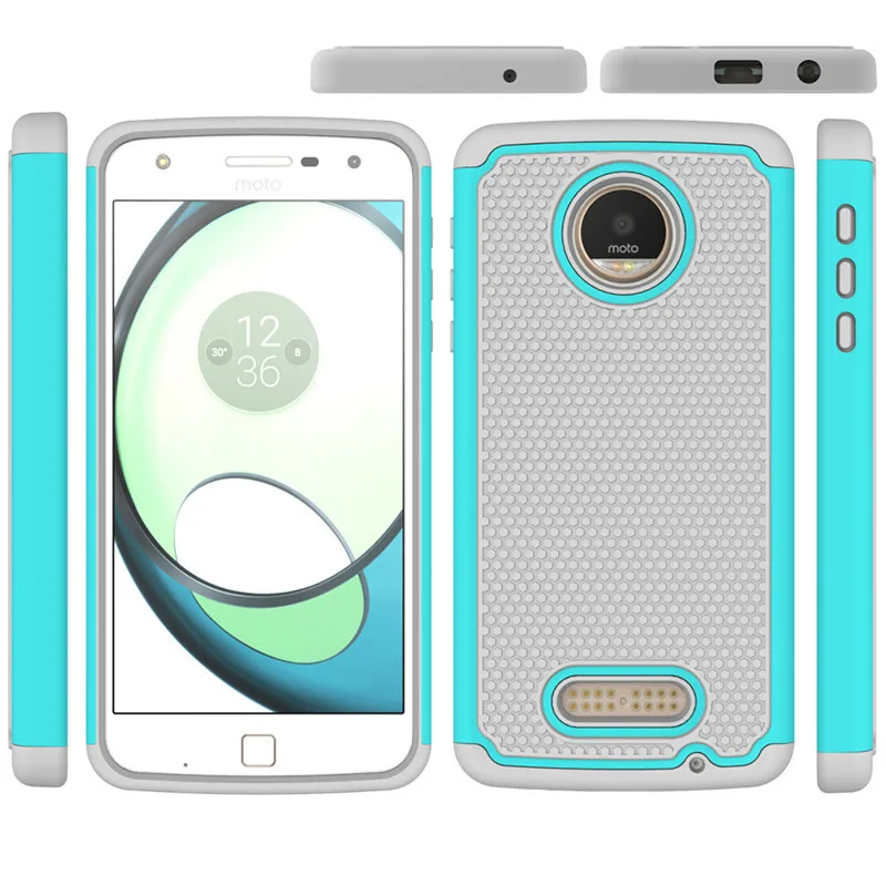 Двойной Слои антидетонационных Телефон чехол для Motorola Moto Z Play крышка кремния и Пластик Панцири противоударный 2in1 назад Чехол протектор