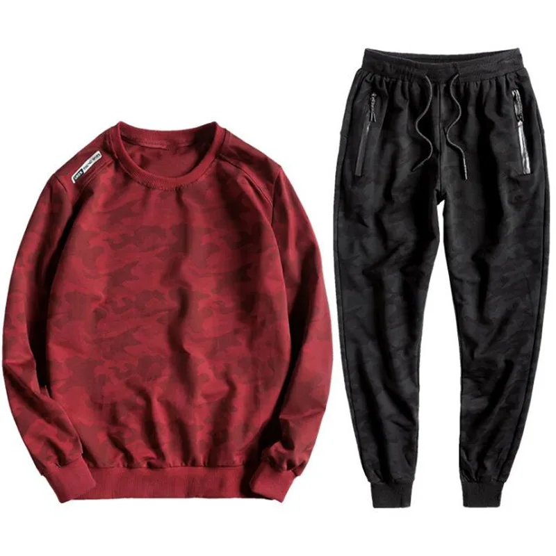 

Men's Sets Fashion Sports Tracksuit Men Track Suit Military Sweatshirt+Sweatpants Sportswear Cotton Brand Clothes Big Plus Size