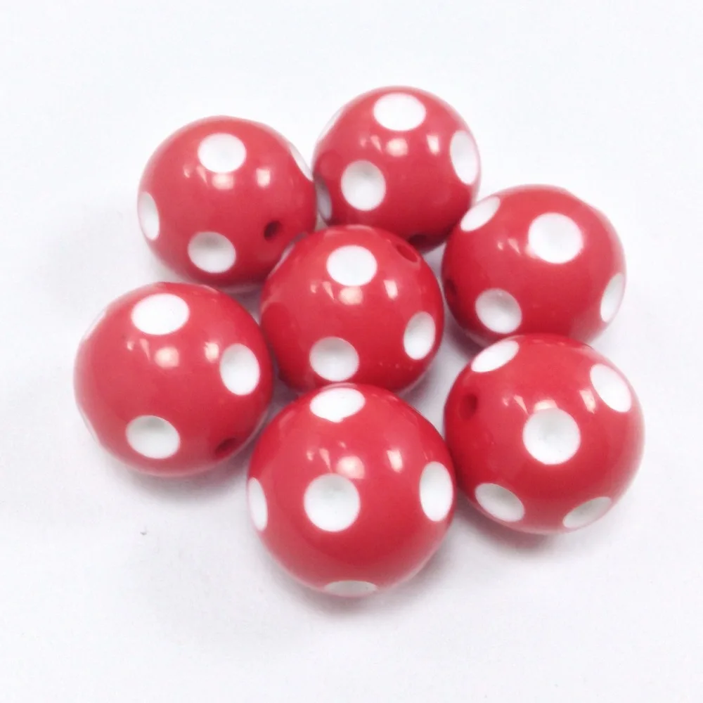 

Wholesale 20pcs 20mm Red and White polka dot acrylic beads for chunky necklace