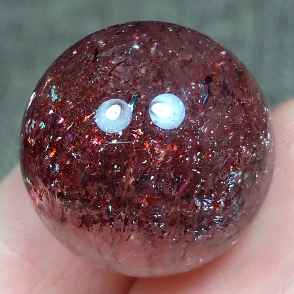 Подлинная натуральная Lepidocrocite кварц супер семь Золотая клубника 18 мм шар Сфера