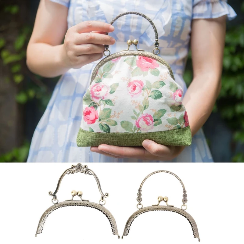 

THINKTHENDO 1pc Metal Frame Kiss Clasp Lock Handle Arch For DIY Purse Bag DIY Craft 16.5cm