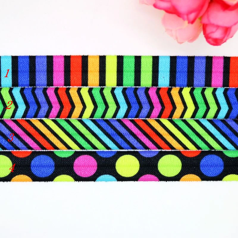 Лента для волос эластичная в горошек 5/8 дюйма B1401|fold elastic|printed foe elasticfoe printed |