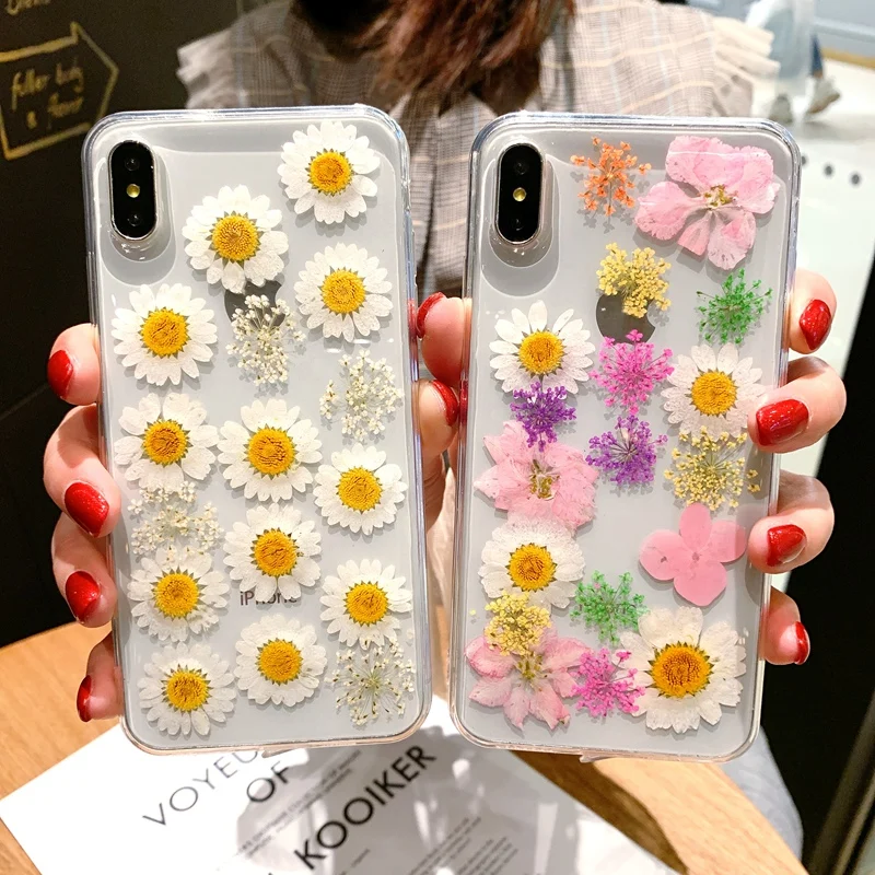 

Real Flowers Dried FloralTransparent Soft TPU Cover For Coque iPhone X XR XS Max Phone Case For iphone 6 6S 7 8 Plus Cover Coque