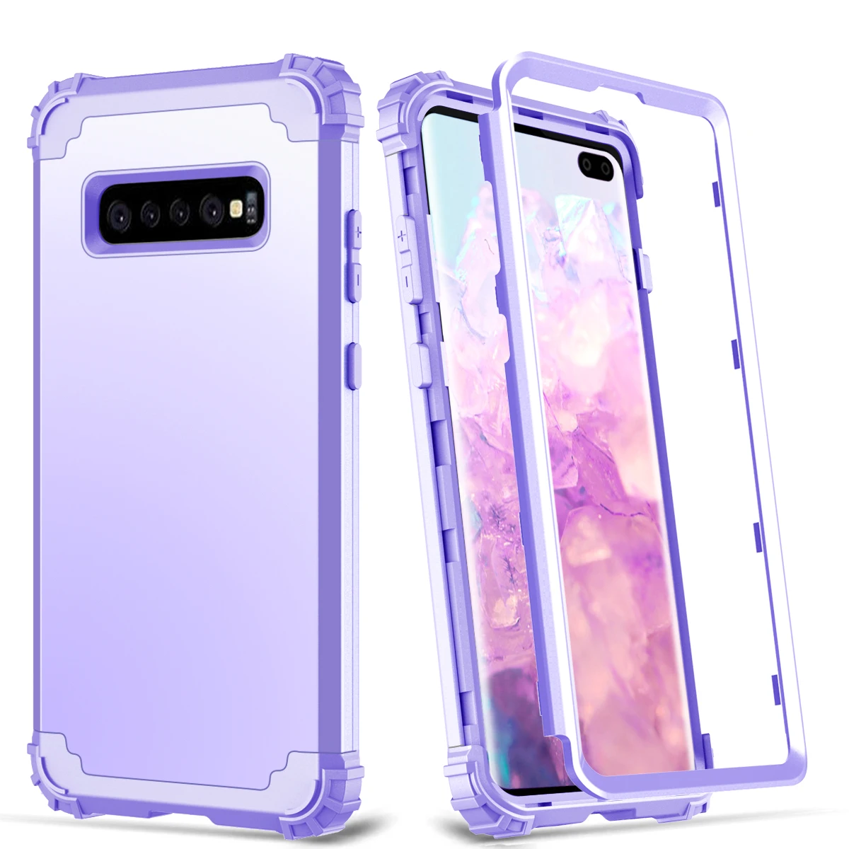 Purple Для samsung Galaxy S10 S9 S8 Plus Note 9 чехол Полный Корпус чехол 3 в 1 Гибридный Жесткий ПК и мягкий силиконовый сверхпрочный бампер - Цвет: Purple