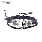 Модный Многослойный кожаный браслет TAFREE с изображением милого кота для женщин и мужчин, регулируемые браслеты со стеклянным куполом, ювелирные изделия ns674