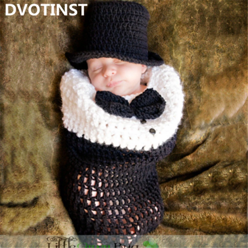 Dvotinst/реквизит для фотосъемки новорожденных; вязаный крючком спальный мешок+ шапка; комплект для студийной фотосессии; аксессуары для фотосессии