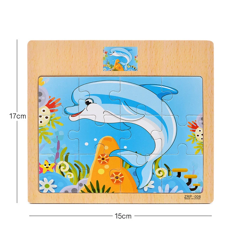 

Montessori Toys Educational 3D Wooden Puzzle Early Learning Cartoon Animal Traffic Puzzle Kids Math Jigsaw Toys for Children