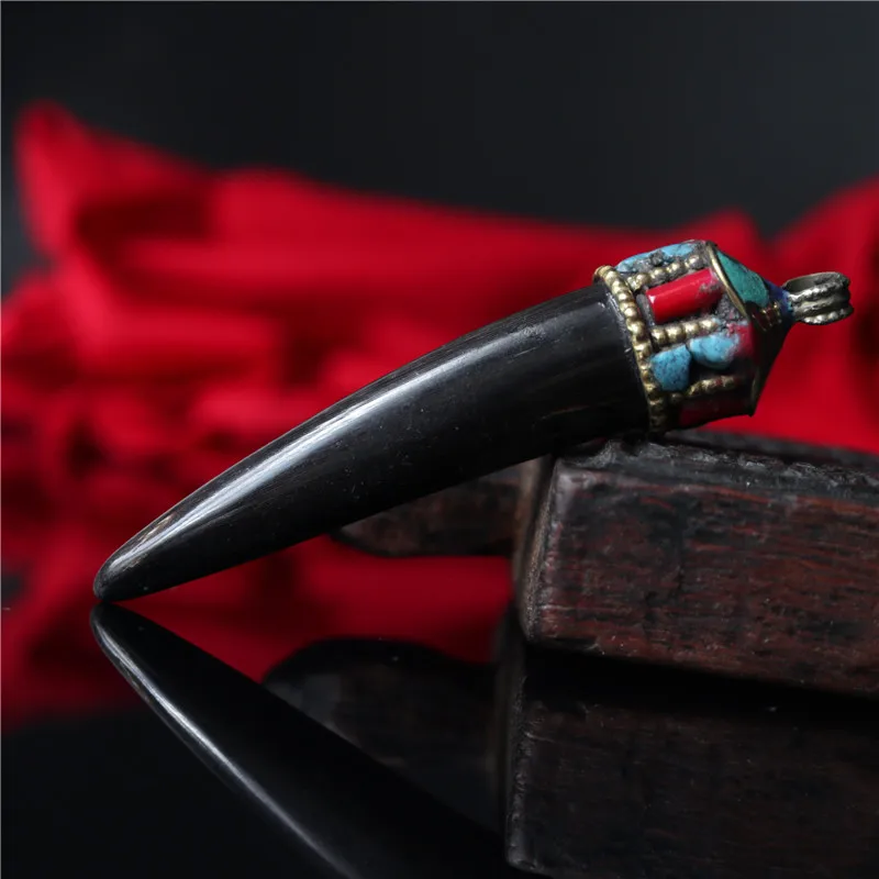 Тибетский Рог яка Fang Amulet Большие Подвески для мужчин распродажа TBP697 | Украшения и