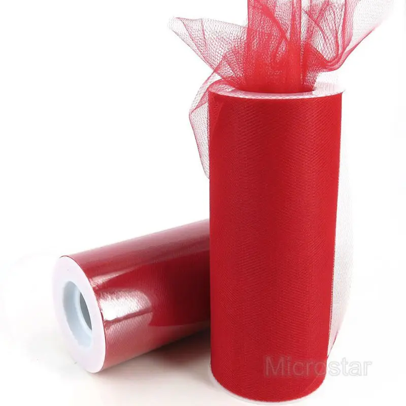 Red FENGRISE, 15 см, 25 ярдов, сделай сам, тюль, рулон, пачка, одежда для шитья, ткань для шитья, вечерние, подарочные изделия, обертывание, аксессуары для свадебных украшений, ткань - Цвет: Red