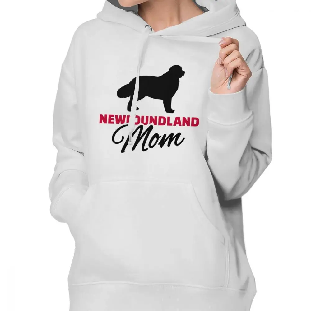 Newfoundland худи для собак Newfoundland толстовки "для мам" с длинным рукавом, графические толстовки для женщин, большой размер, хлопок, Красный пуловер, худи - Цвет: Белый