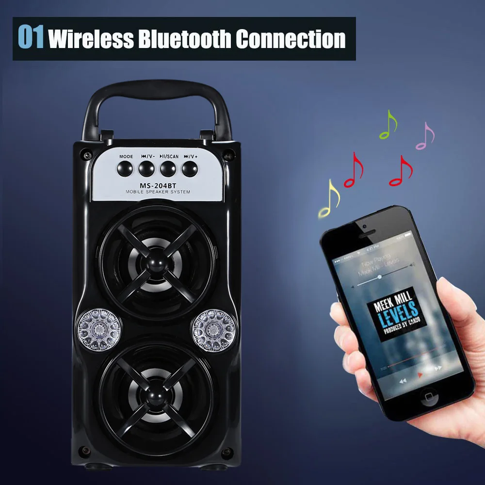 EXcelvan MS-204BT динамик bluetooth динамик портативный с высокой выходной мощностью fm-динамик беспроводной bluetooth динамик поддерживает MP3 TF/SD