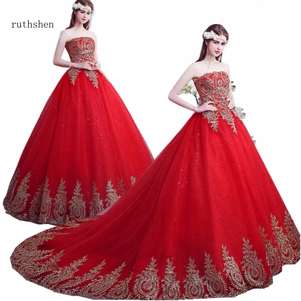 Ruthshen Vestido de Noiva без бретелек красное бальное платье винтажные Свадебные платья
