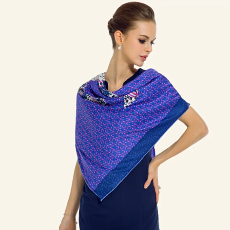 Квадратные шарфы с рисунком в европейском стиле супер большой саржевый Шелковый