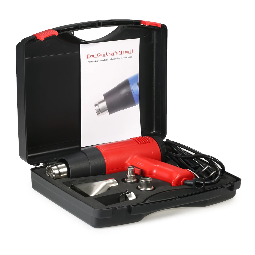 

Electric Hot Air Gun Dual Temperature-controlled Building Hair Dryer Temperature Heat Gun Nozzle with 4pcs Nozzles 1800W AC220V