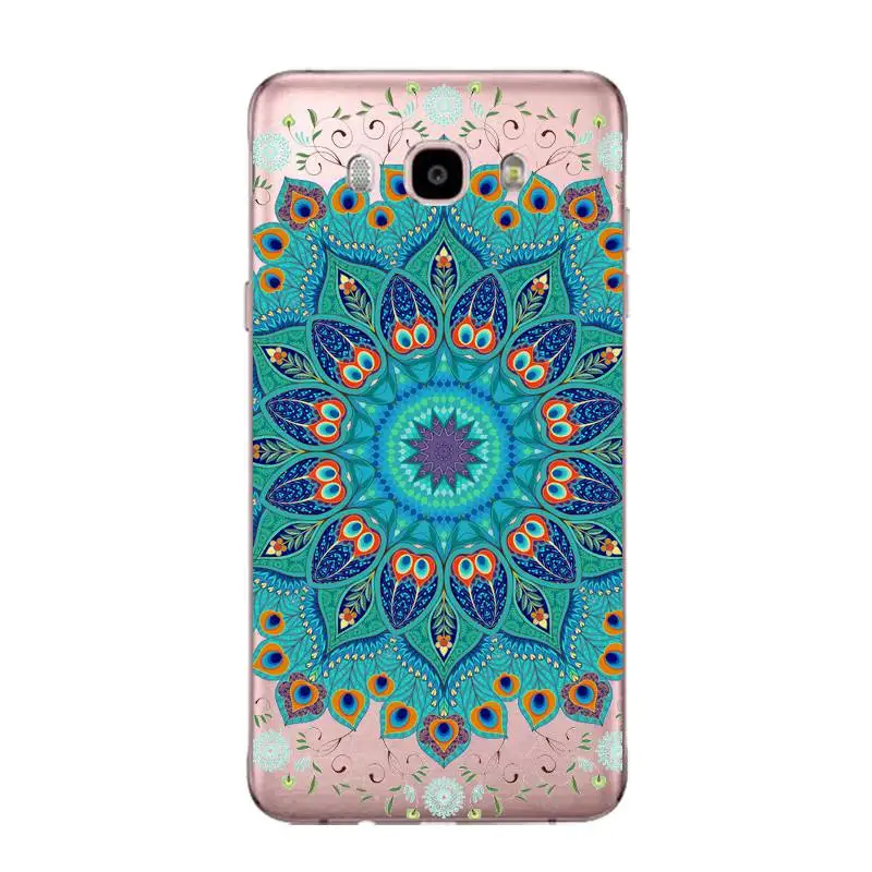 Mandala Soft Clear TPU Phone Case For Samsung J3 J5 J7 S6 S7 S8 note8 A3 A5 C7 J2prime Flora Leaf Silicone Cover Free Shipping | Мобильные