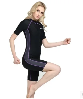 New Women Knee Length One Piece Swimsuit Plus Size Training Bathing Suit Professional Bodysuit Sexy Polyester Sport SurfingSuits