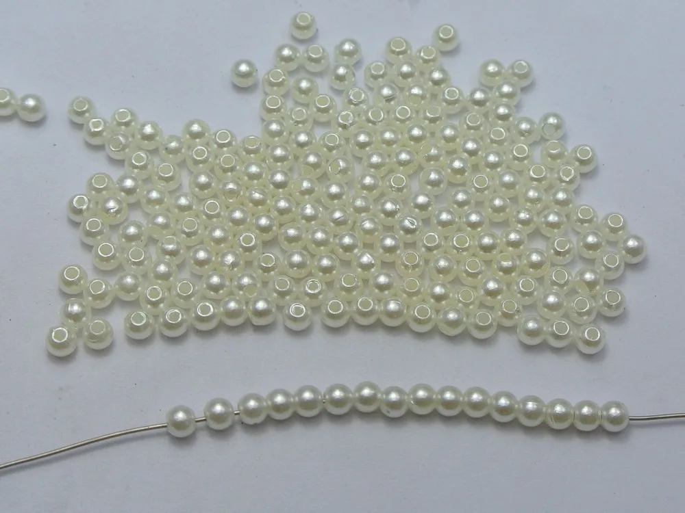 

2000 Ivory Faux Pearl Round Beads White Imitation Pearl 3mm Seed Beads