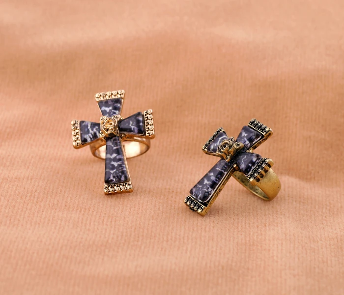 3 цвета модное женское кольцо с большим крестом готическое имитацией драгоценных