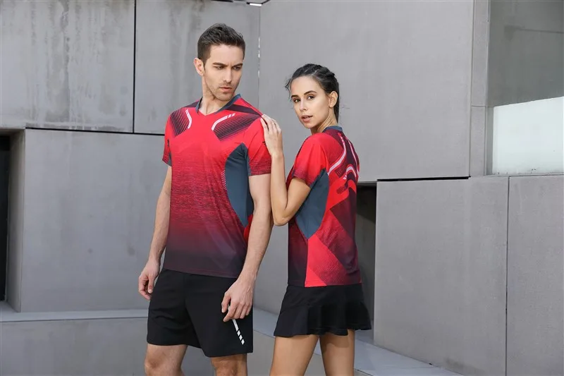 HOWE AO, высокое качество, сексуальная, красная, для бега, Спортивная, быстросохнущая, дышащая, для бадминтона, рубашка для женщин или мужчин, для настольного тенниса, тренировочные футболки