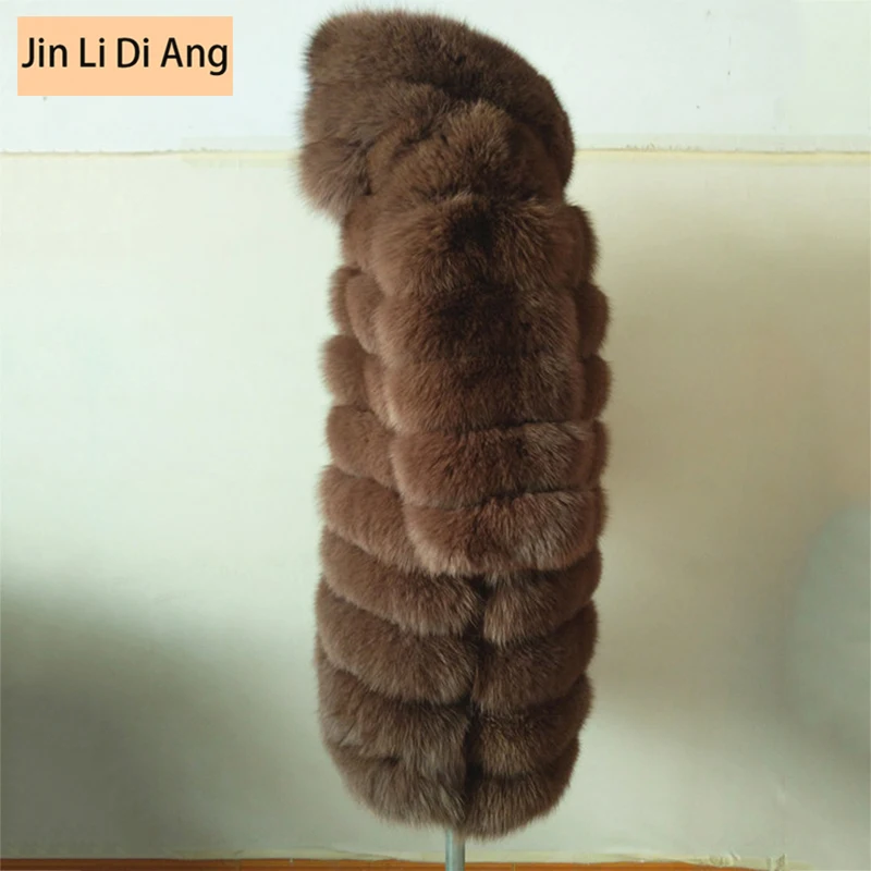 Jin Li Di Ang Женское пальто из натурального Лисьего меха или жилет из натуральной кожи лисий мех съемный рукав с капюшоном куртка для женщин s