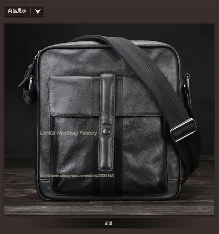 2016 New Fashion Luxury Genuine Leather Men's Messenger Bag Office Bag Leather Shoulder Bag Men Briefcase Black Free Shipping