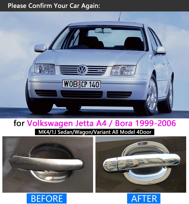Для VW Jetta A4 Bora 1999 2006 хромированный набор для отделки ручки Volkswagen MK4 2000 2004 2005