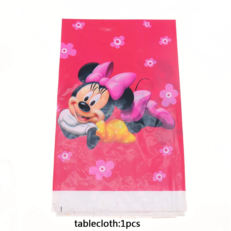 tablecloth1pcs Вечерние принадлежности Минни Милая мышь детская игрушка в ванную одноразовая посуда баннер украшение на шляпку домашние вечерние игрушки - Цвет: tablecloth1pcs