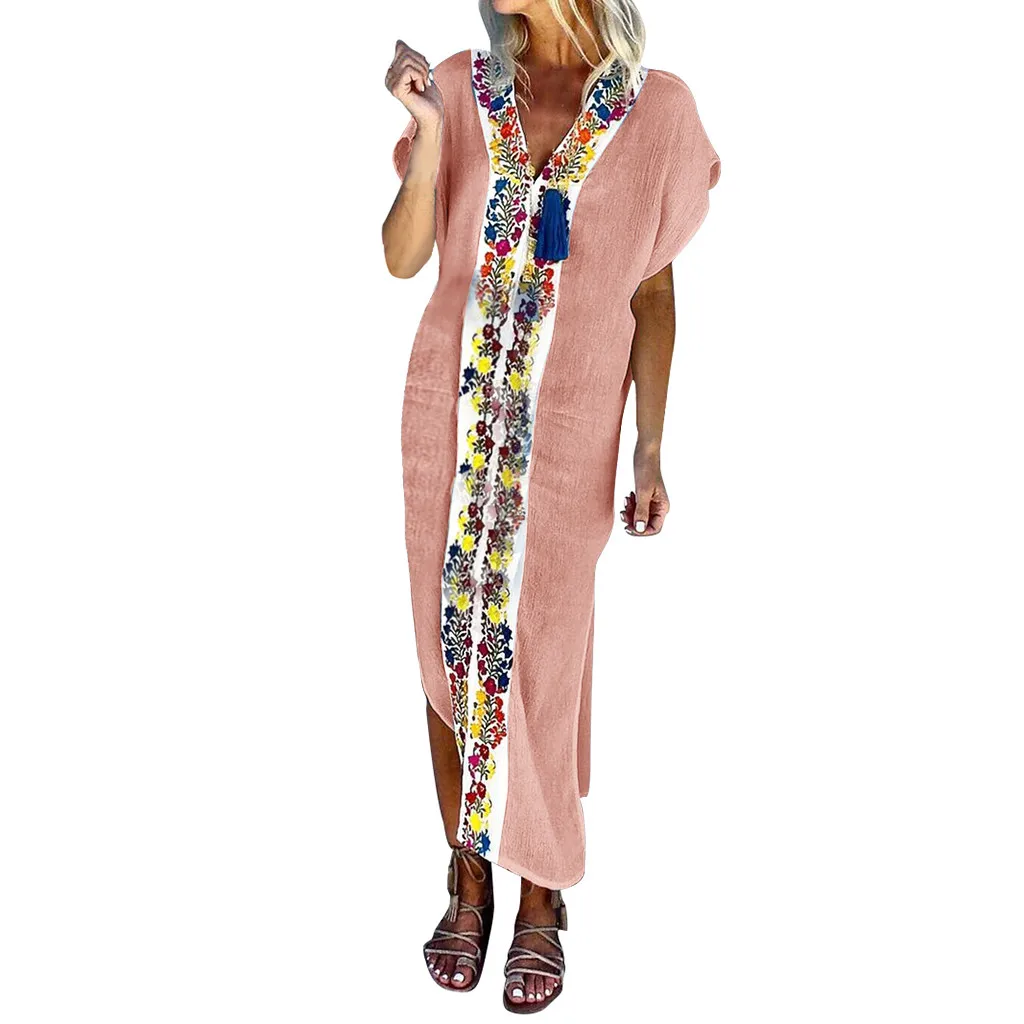 Женское винтажное платье с v образным вырезом плиссированное коротким рукавом и