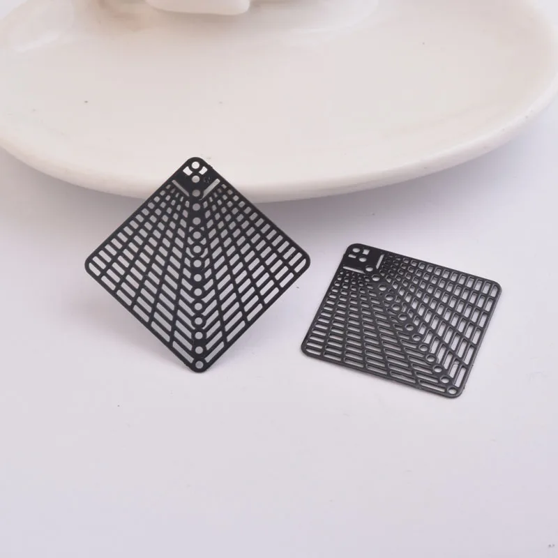 50 шт. AB1247 37*37 мм квадратные Подвески Серьги Подвески для женщин Bijoux геометрический - Окраска металла: Black