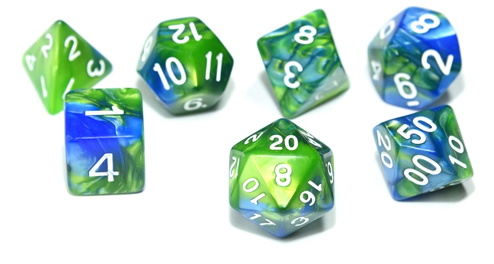 49 шт двухцветные многогранные игральные кости DND с 1 большой сумкой на шнурке для настольных рпгс D4 D6 D8 D10 D% D12 D20