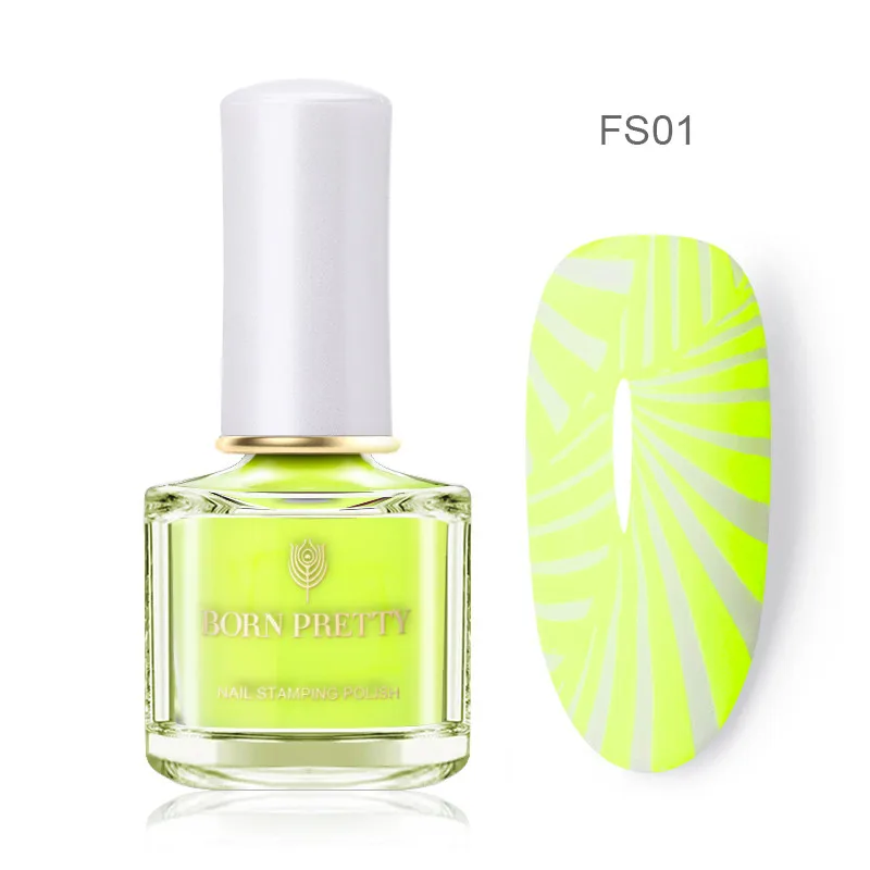 BP-FS01 BORN PRETTY 6 мл неоновые, флюоресцентные штамповки для ногтей зеленый желтый маникюр Лак для ногтей печать конфетный лак для ногтей - Color: BP-FS01