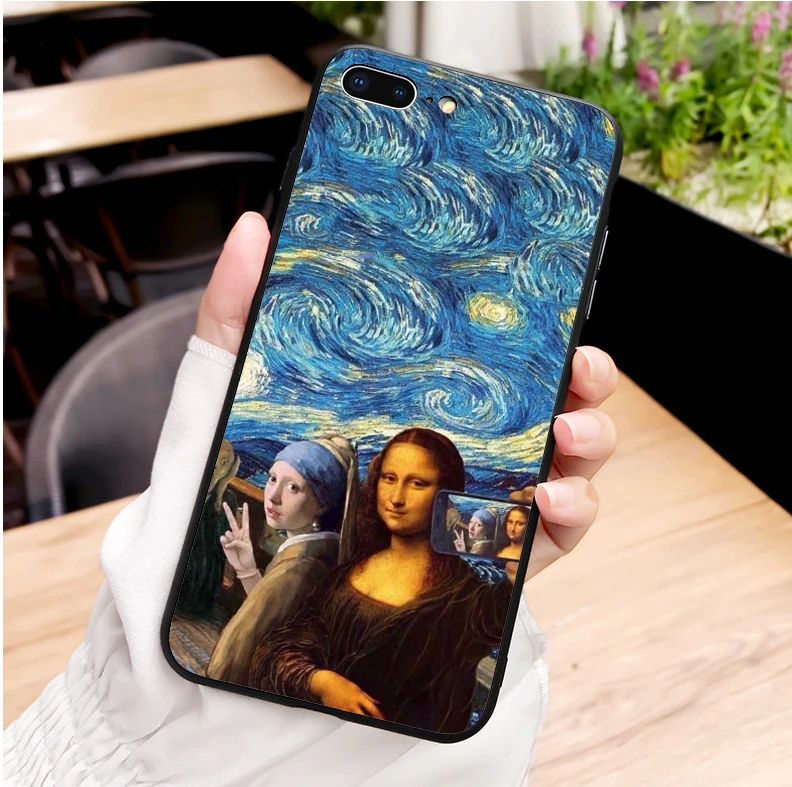 Mona Lisa забавный чехол в художественном стиле с прозрачной рамкой мягкий