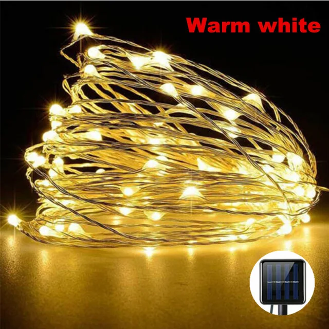 Warm white 11 м/21 м/31 м/41 м светодиодный уличная Солнечная лампа светодиоды гирлянда Фея Праздник Рождественская вечеринка гирлянда Солнечный сад Водонепроницаемые огни - Испускаемый цвет: Warm white
